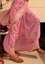 Sophisticated Baby Pink Colored Printed Pure Soft Silk Saree - Ibis Fab