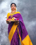 Striped Saree with Contrast Border