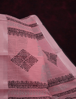 Stunning Baby Pink Colored Cotton Linen Designer Printed Saree - Ibis Fab