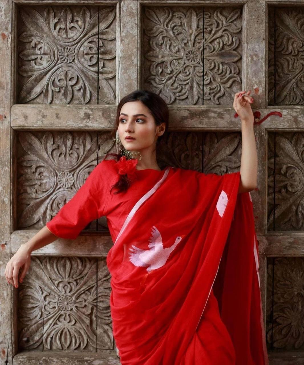 Stylish Designer Linen Saree For Women's & Girl's - Ibis Fab