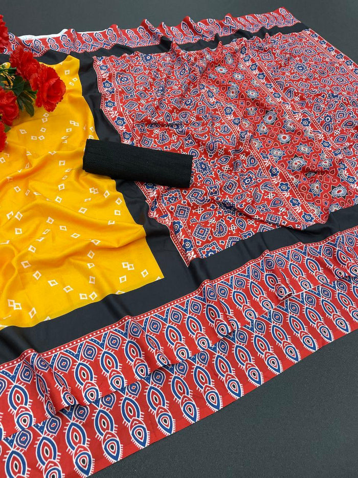Stylish Soft Maslin Print Saree