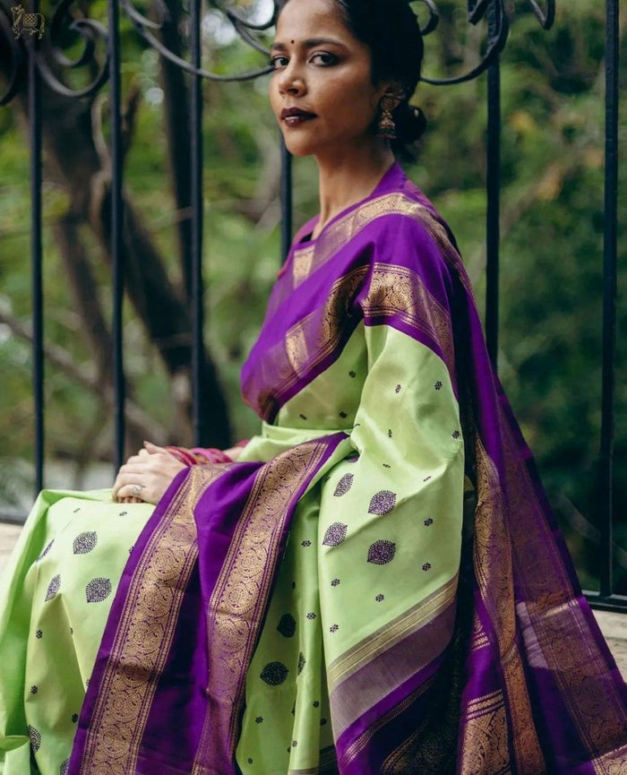 Tempting Pista Soft Silk Saree