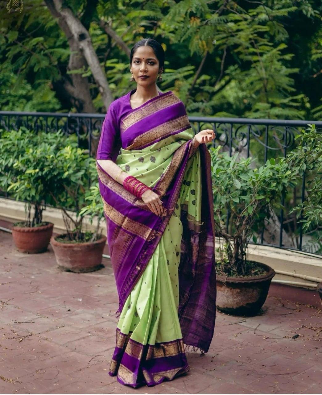 Tempting Pista Soft Silk Saree - Ibis Fab