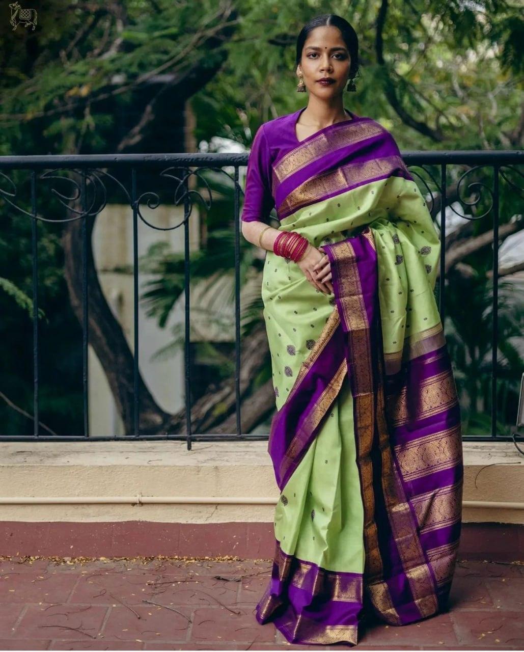 Tempting Pista Soft Silk Saree - Ibis Fab