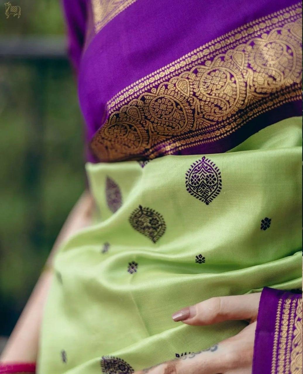 Tempting Pista Soft Silk Saree - Ibis Fab