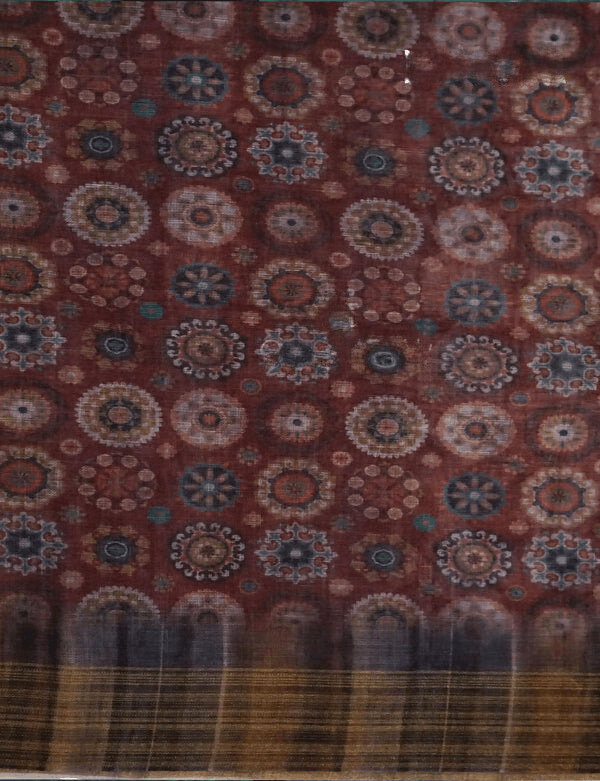 Unique Purple Colored Cotton Linen Designer Printed Saree