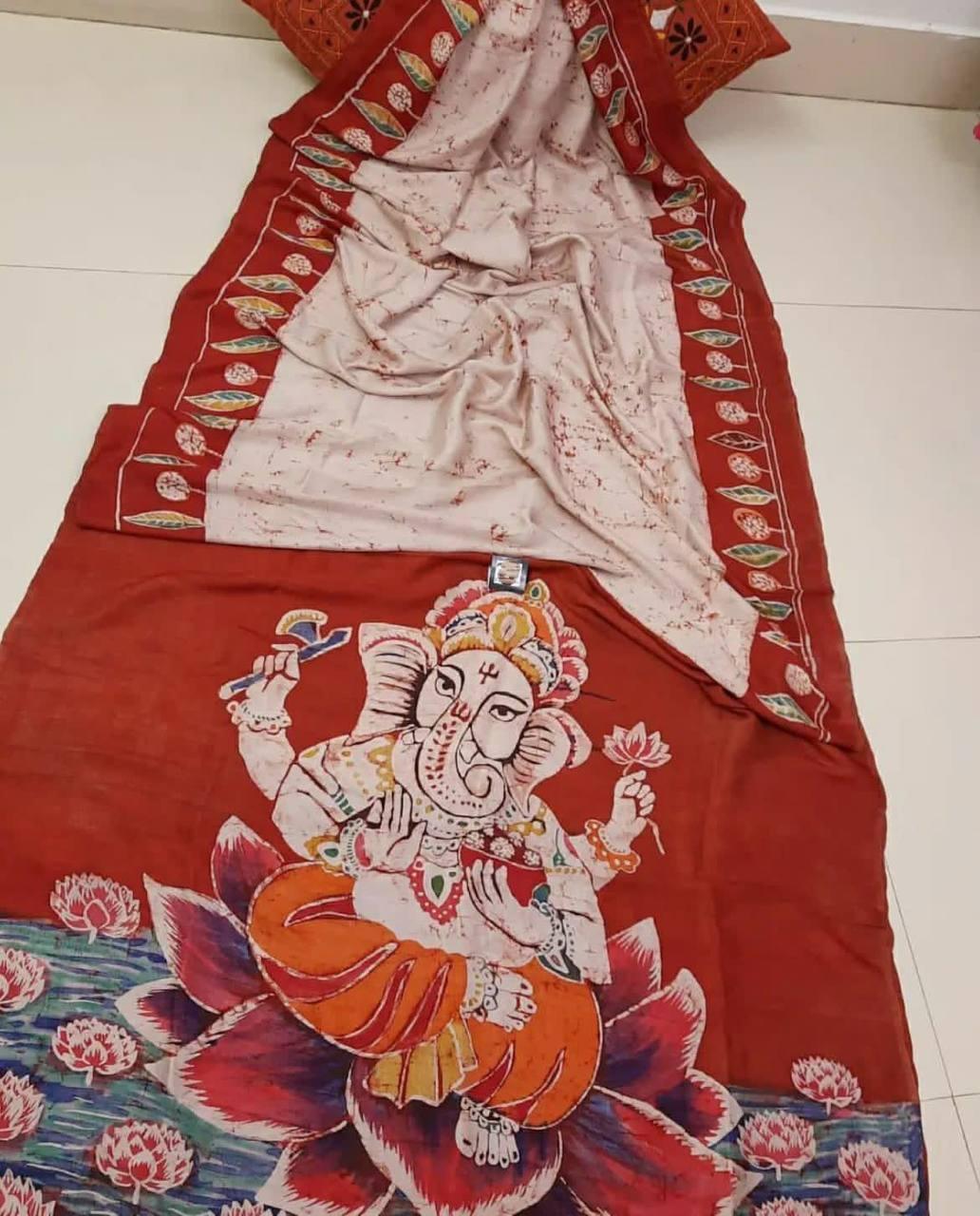 Vinayaka Chaturthi Special Linen saree - Ibis Fab