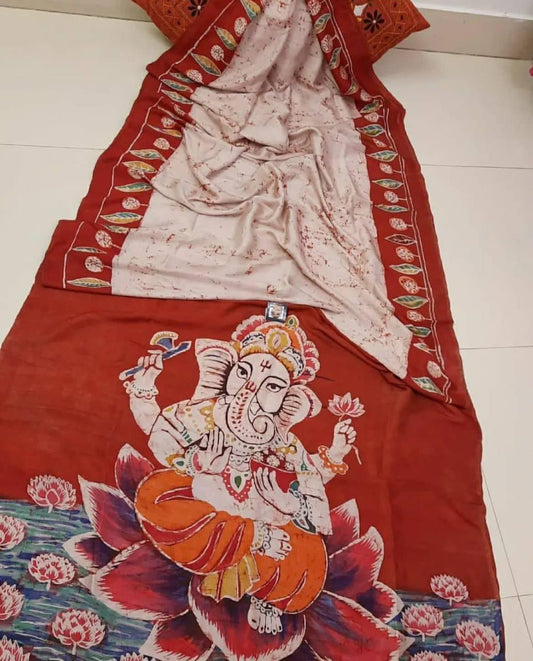 Vinayaka Chaturthi Special Linen saree - Ibis Fab
