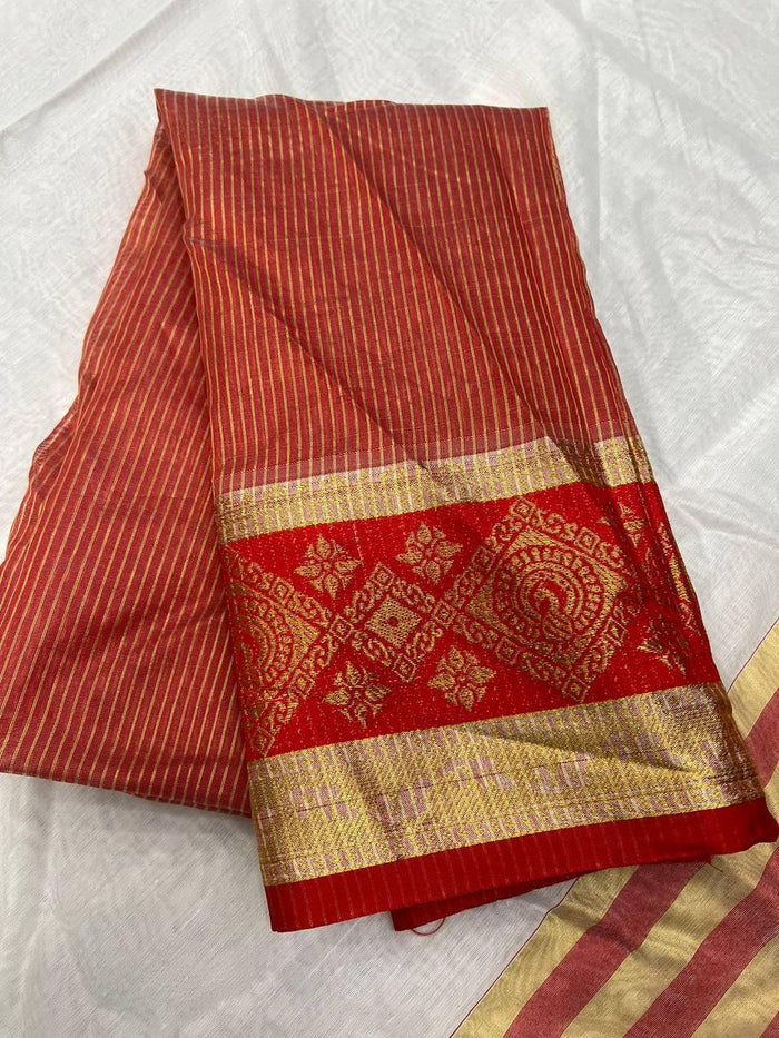 White And Red Color Digital Printed Saree With Blouse
