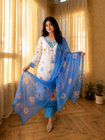 Soft Cotton Chinon Designer 3 Piece Suit Set with Dupatta