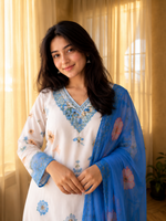 Soft Cotton Chinon Designer 3 Piece Suit Set with Dupatta