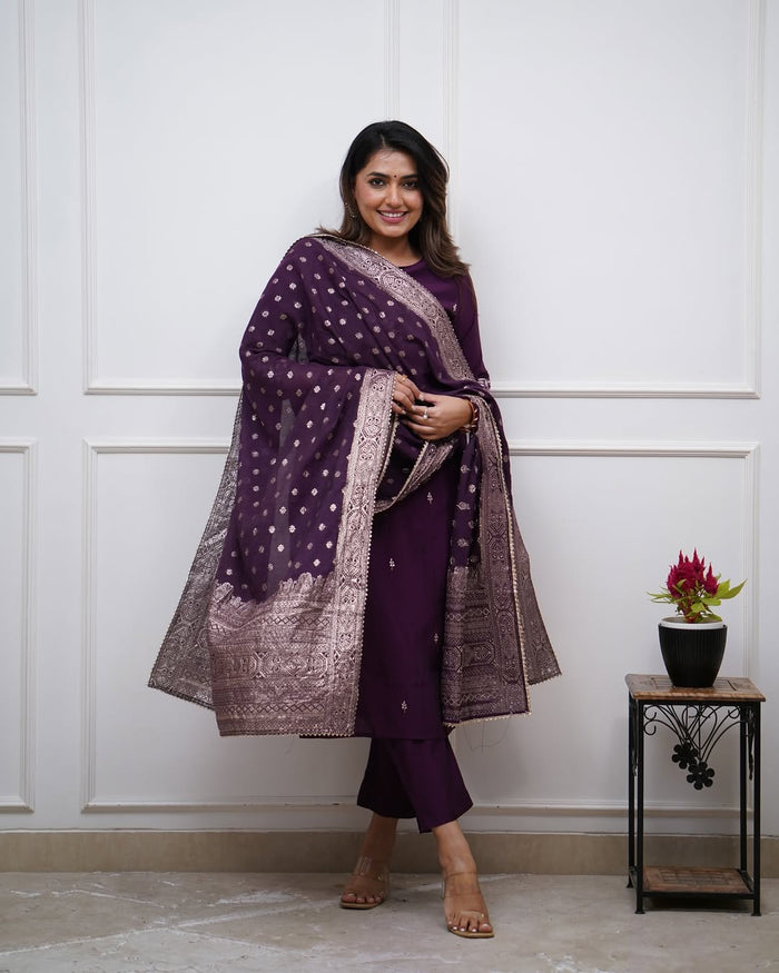 Statement Ethnic Look with Embroidered Chanderi Silk