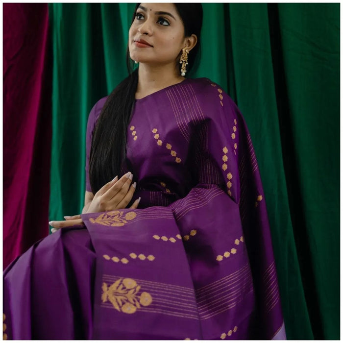 Premium Dark Purple Jacquard Saree for Festive, Wedding & Party Wear
