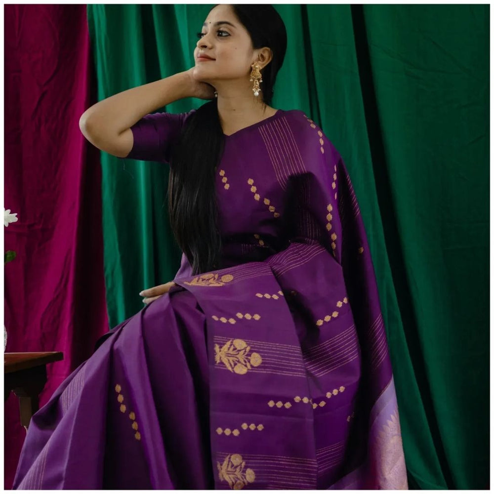 Premium Dark Purple Jacquard Saree