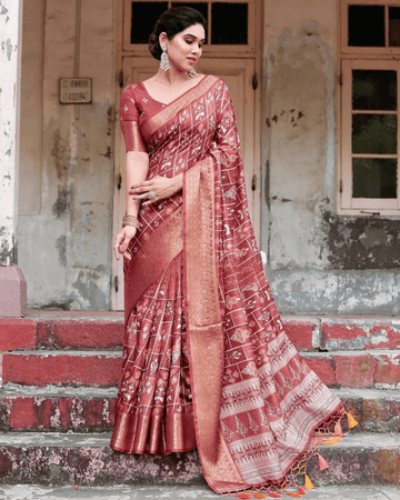 Wonderful Maroon Color Jacquard Silk Saree