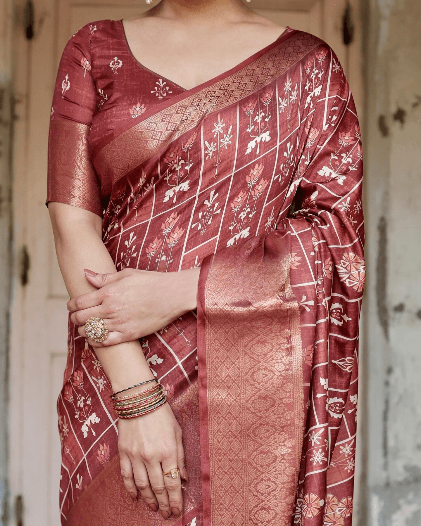 Wonderful Maroon Color Jacquard Silk Saree - Ibis Fab