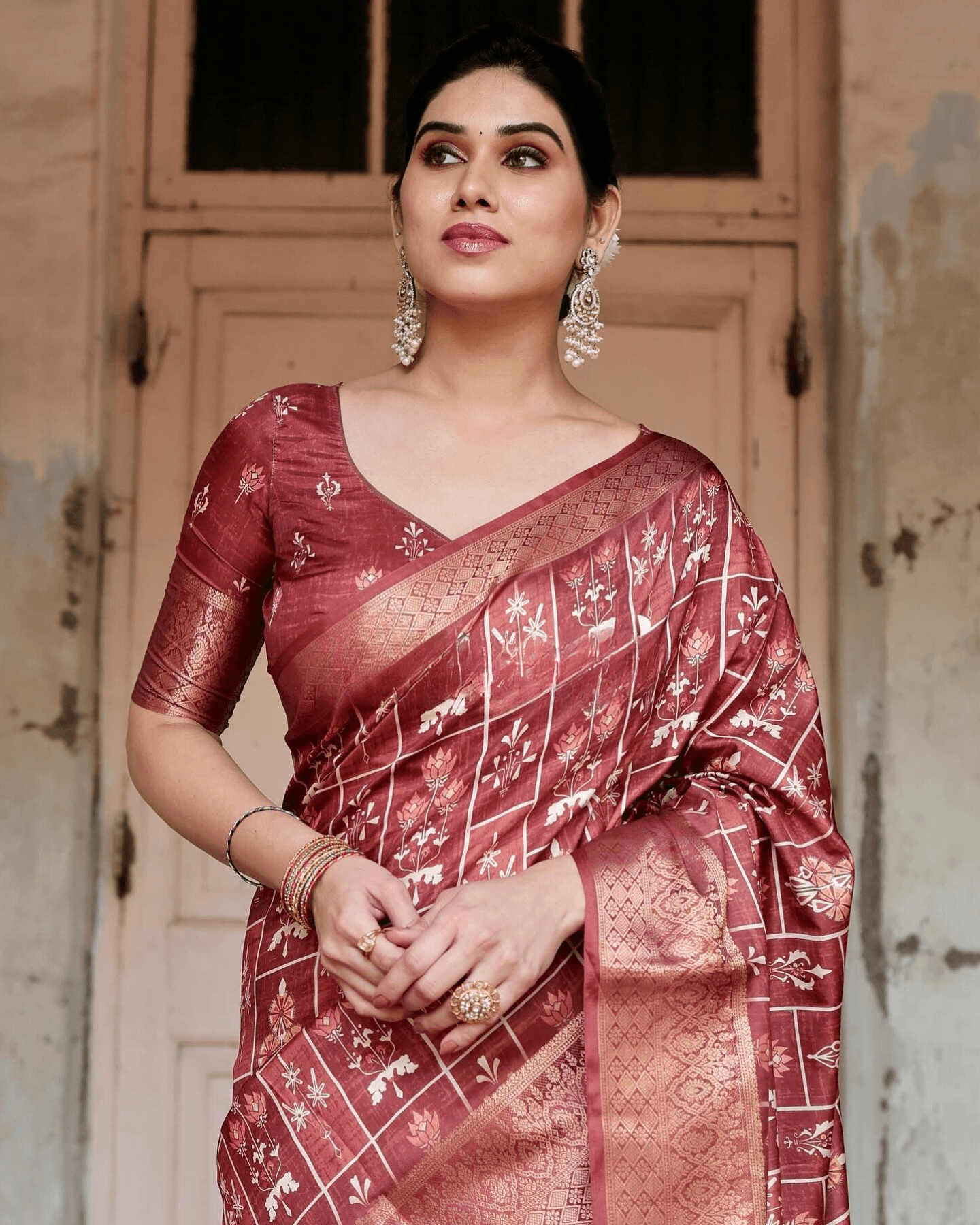 Wonderful Maroon Color Jacquard Silk Saree - Ibis Fab