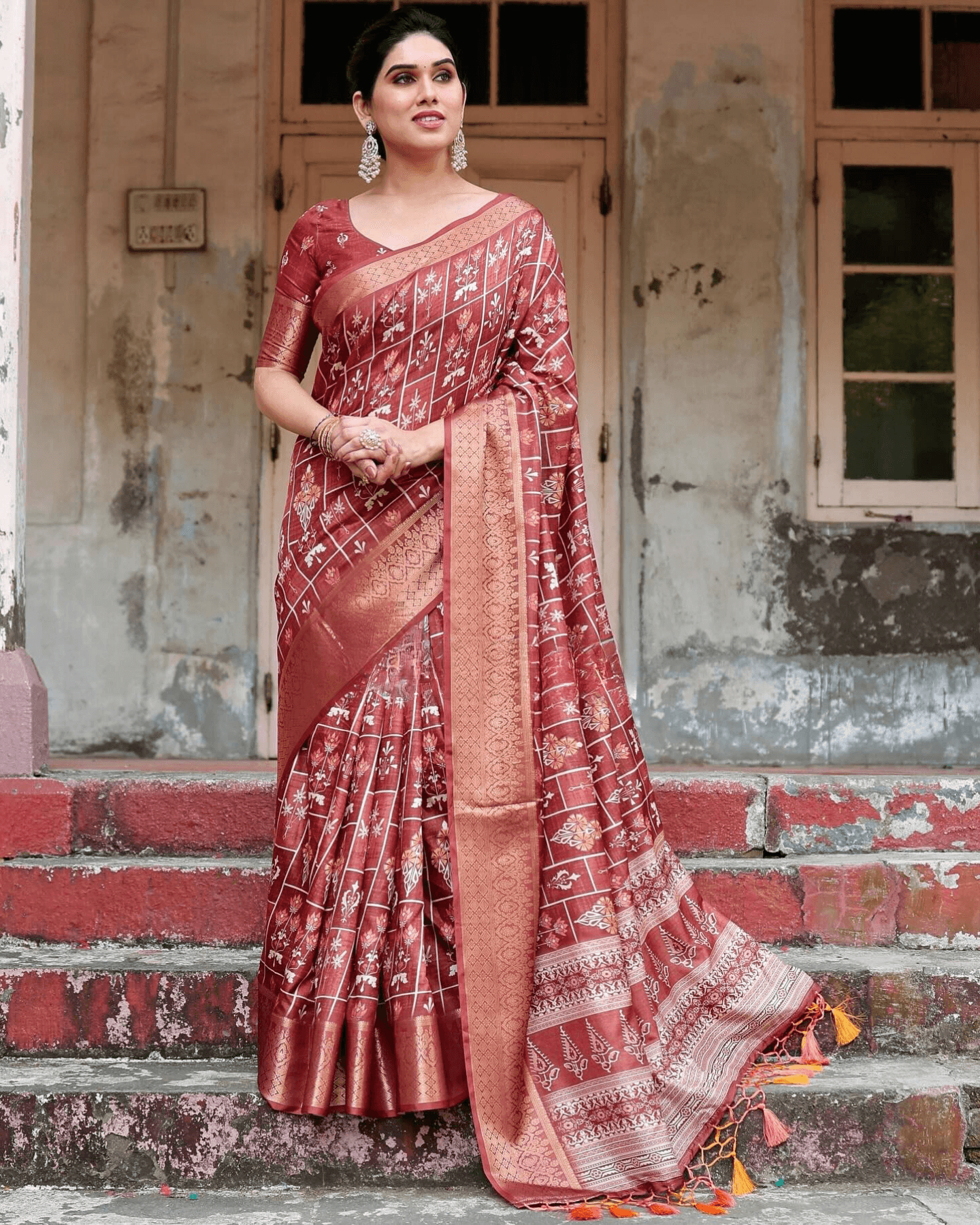 Wonderful Maroon Color Jacquard Silk Saree - Ibis Fab