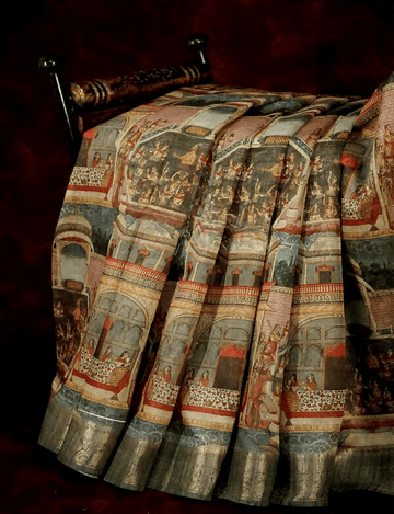 Wonderful Multi Colored Cotton Linen Designer Printed Saree