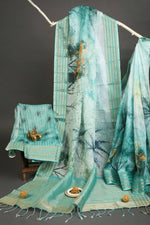 Wonderful Sky Blue Colored Cotton Linen Designer Printed Saree - Ibis Fab