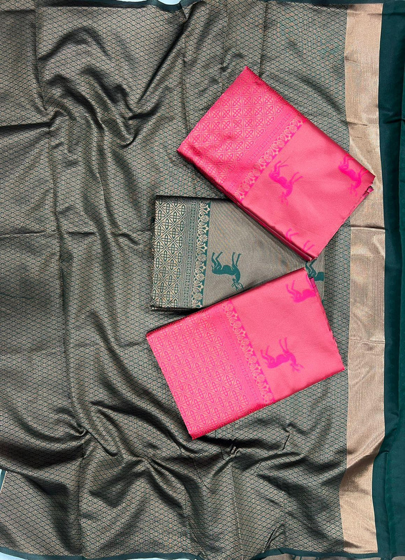 Woven Art pink Jacquard saree for wedding time - Ibis Fab