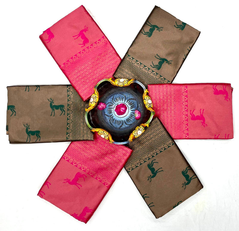 Woven Art pink Jacquard saree for wedding time - Ibis Fab