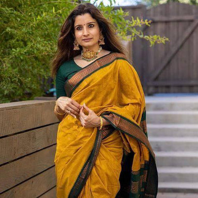 Yellow Banarasi Soft Silk Saree With Zari Weaving Work - Ibis Fab