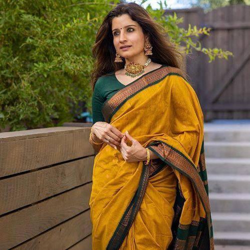 Yellow Banarasi Soft Silk Saree With Zari Weaving Work