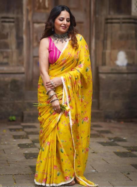 Yellow Color Saree With Un-stitched Blouse - Ibis Fab