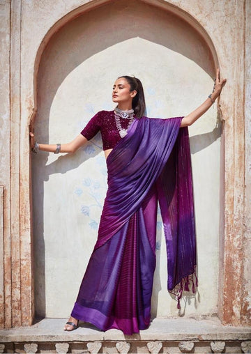 Soft Silk Classy Violet Colour Saree, Shining Party Wear