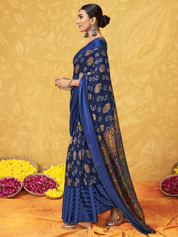 pure silk Classy Night Blue Colour Saree, Shining Party Wear