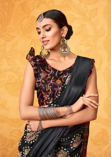 pure silk Classy Black Colour Saree, Shining Party Wear