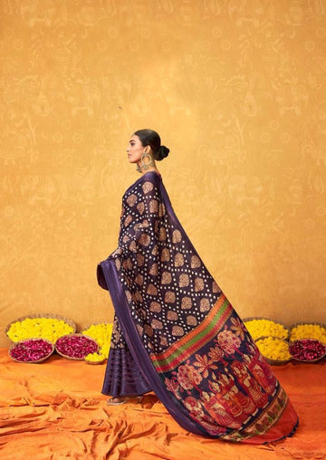 pure silk Classy Violet Colour Saree, Shining Party Wear
