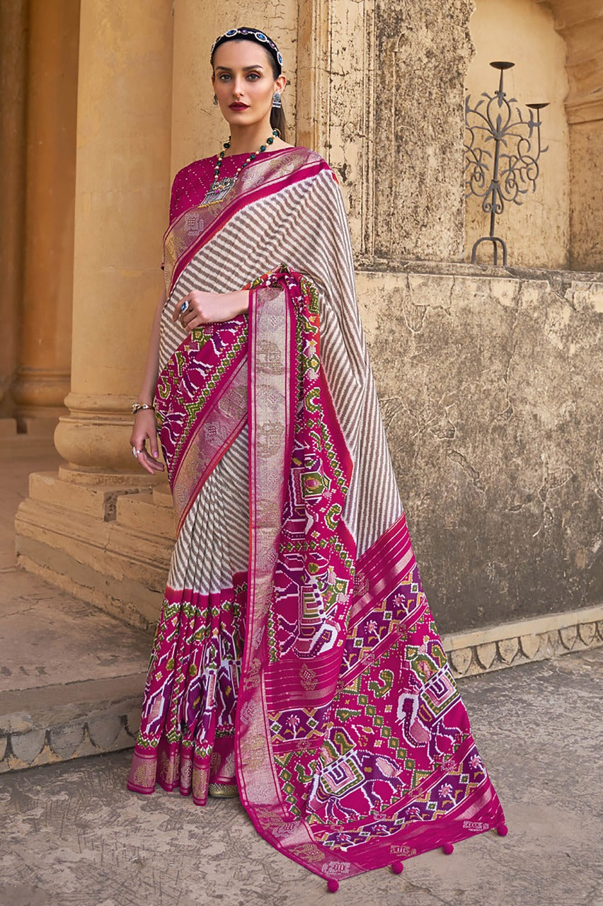 Adorable Silk Classy Pink Color Saree, Shining Party Wear