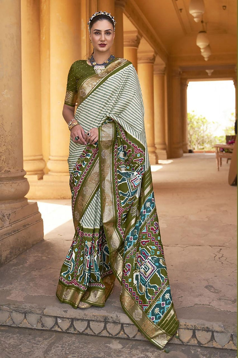 Adorable Silk Classy Green Color Saree, Shining Party Wear - Ibis Fab