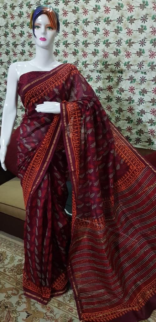 Daily Printed Wear Pure Linen Saree