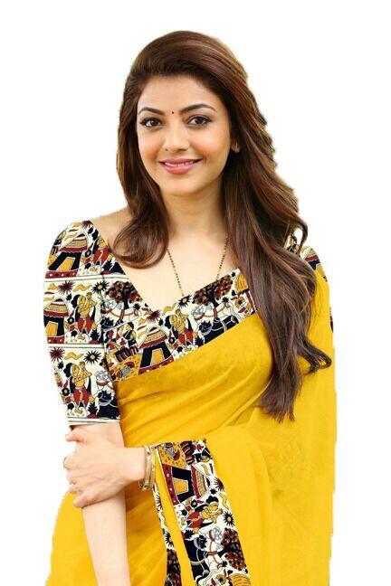 Attractive Yellow Chanderi Linen Printed Saree