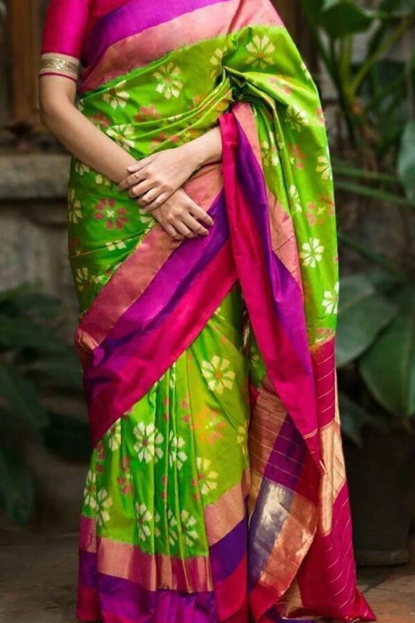 soft silk glorious Green with green saree, casual wear