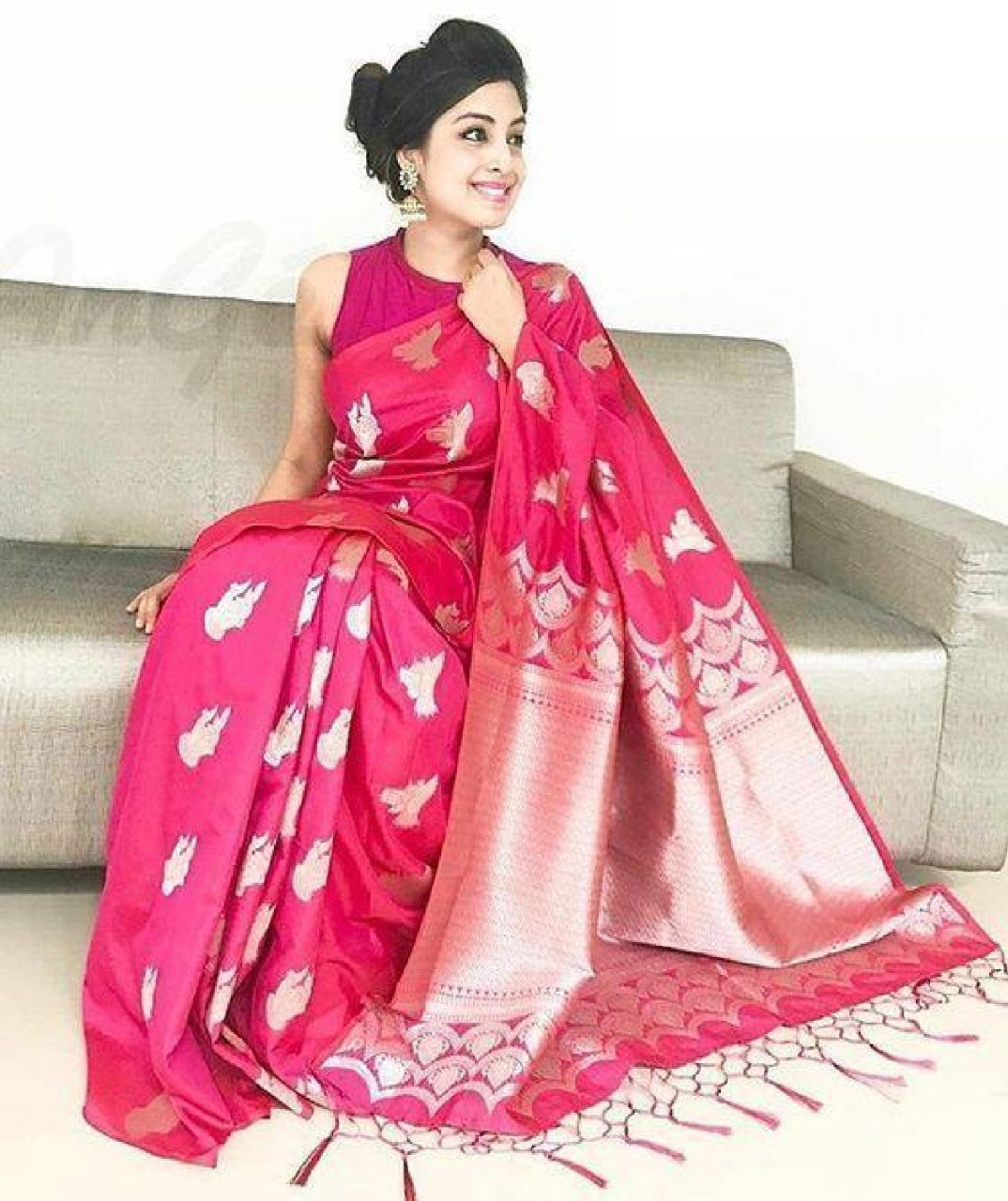 pure soft silk stunning dark pink saree, daily wear