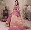 Organza Pink Silk Saree With Antique Real Zari With Attractive Rich Pallu Saree