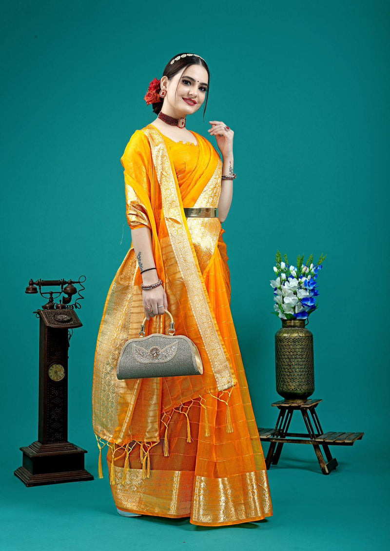 Organza Silk Saree With Attractive Rich Pallu Saree - Ibis Fab