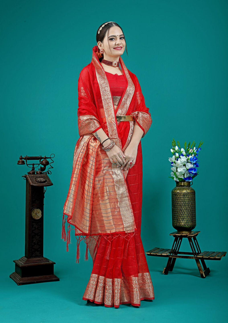 Organza Silk Saree With Attractive Rich Pallu Saree - Ibis Fab