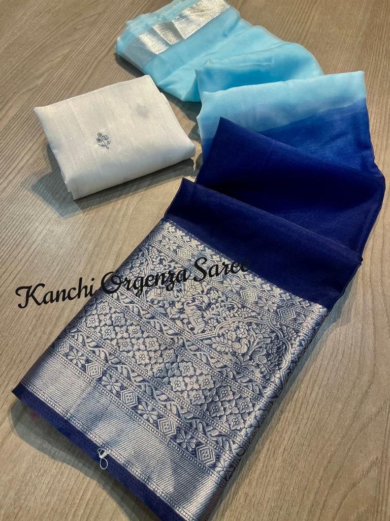 Organza Silk Saree With Antique Real Zari With Blouse