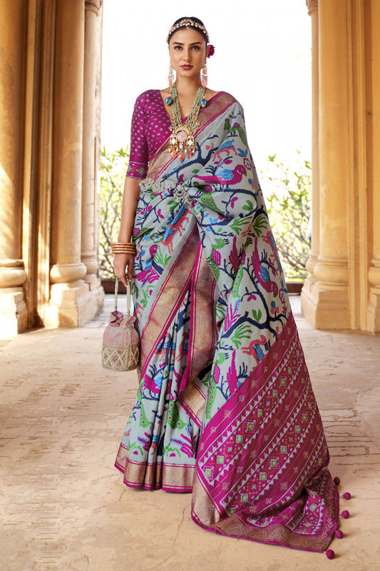 Pure Soft Silk Awesome Pink Color Patola Saree