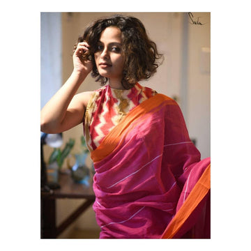 Starring Pink Colored Festive Wear Pure LInen  Saree
