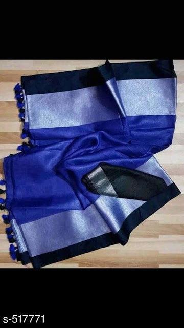 Pleasant Blue Colored Festive Wear Linen Saree - Ibis Fab