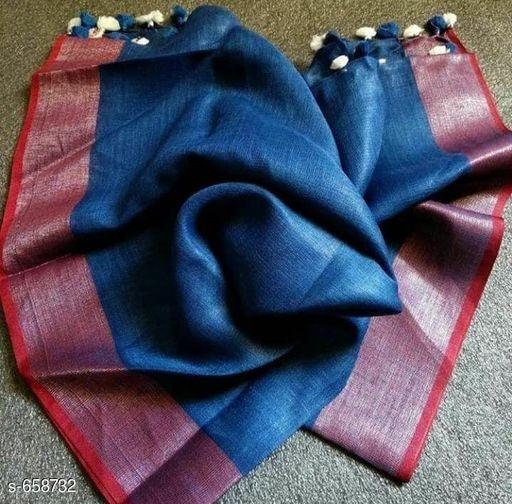Innovative Dark Blue Colored Festive Wear Printed Pure Linen Saree - Ibis Fab