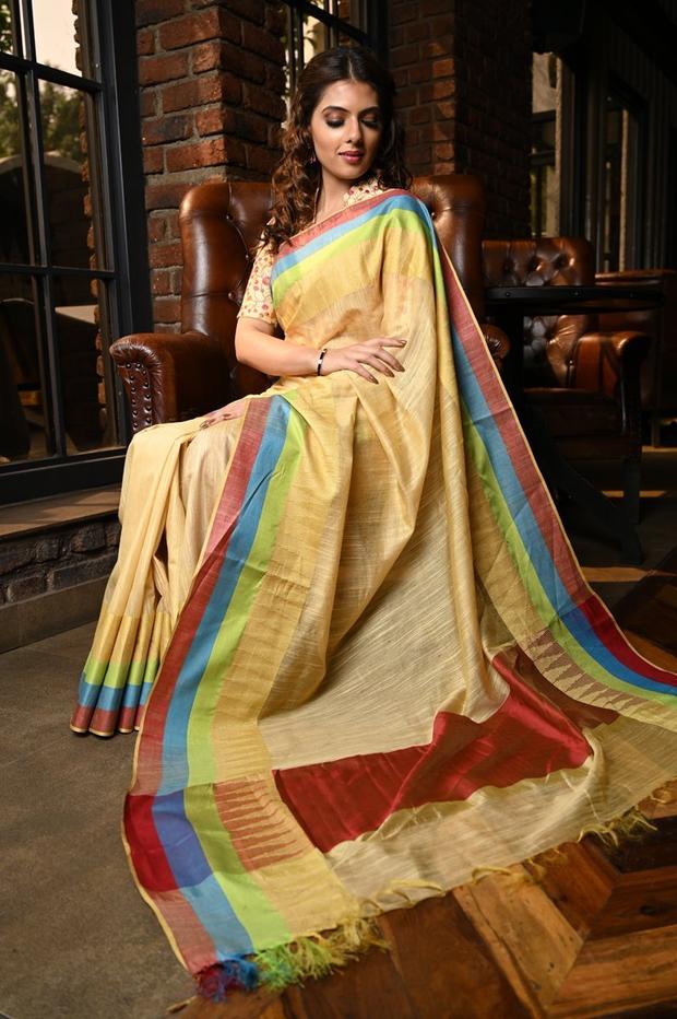 Preferable Women's Yellow Colour Pure Linen Saree With Blouse Piece
