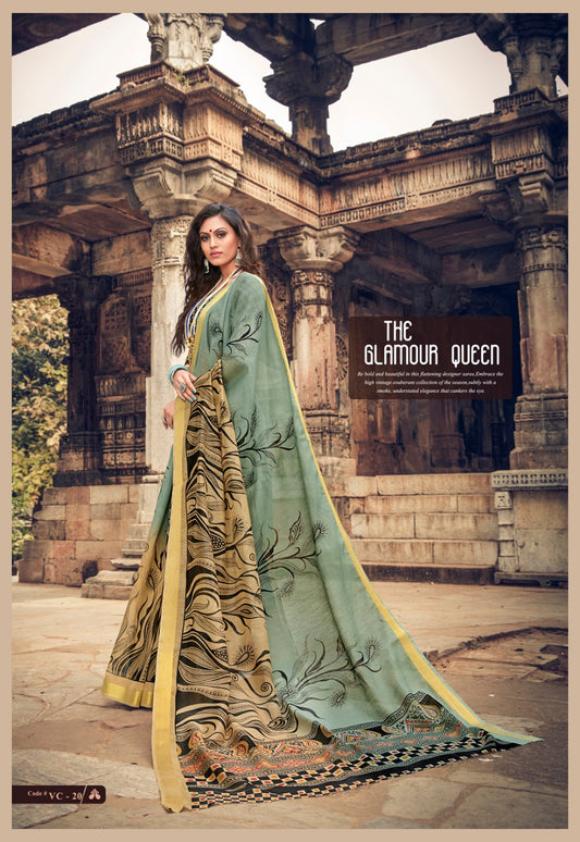 Radiant Light Green And Beige  Colored PartyWear Pure Linen Saree
