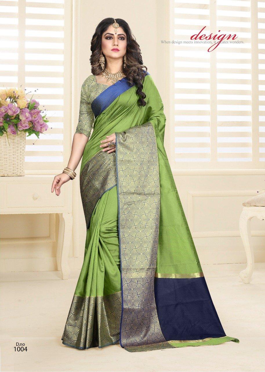 Jazzy Green Colored Party Wear Cotton Silk Jacquard Saree